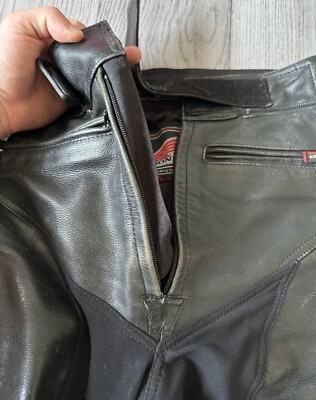 Vintage Motocross Leather Pants HONDA By FRANK THOMAS Black/Blue
