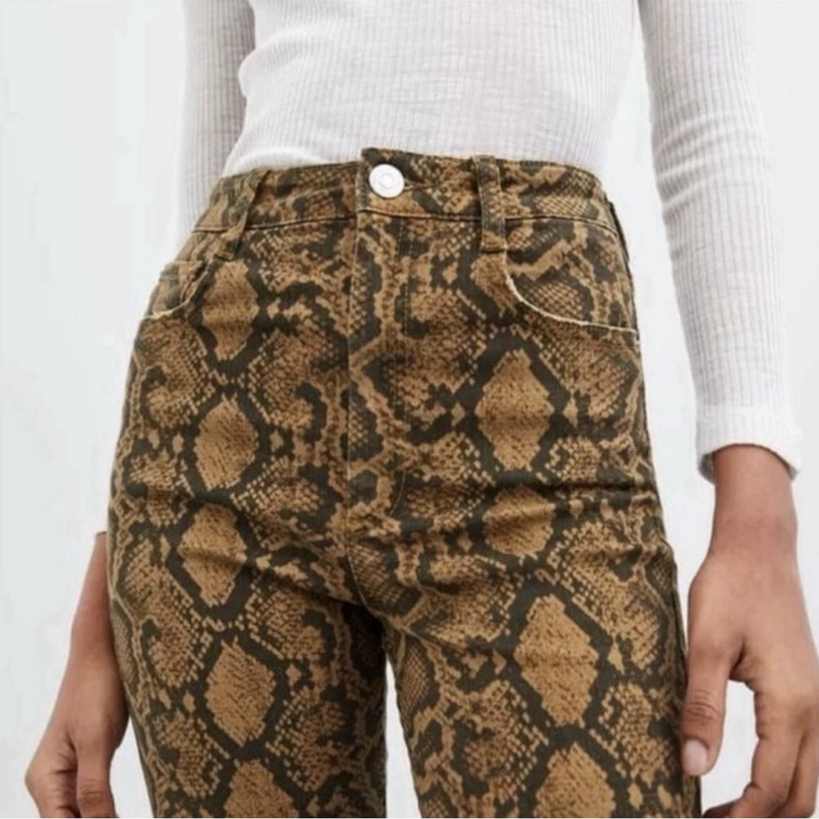 Zara Brown Python Snake Print Stretch High Rise S… - image 8
