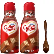 CoffeeMate Chocolate Wafer Liquid Coffee Creamer 32 oz 2 pks w/ Wooden Spoon