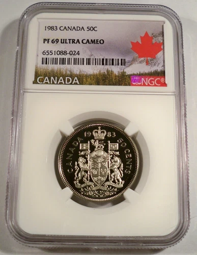 1983 CANADA 50c NGC PF69UCAM HALF DOLLAR PROOF PR 69 ULTRA CAMEO
