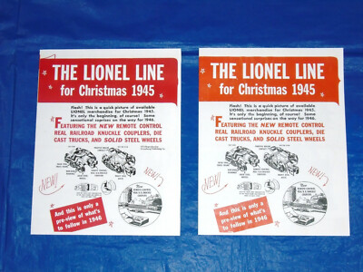 2 Lionel Train 1945 Catalog Wrong Spelling & Correct Version Repo Greenberg Book