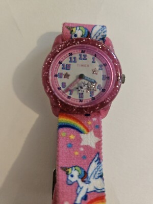 Timex Time Machines 29mm Rainbow Unicorn Pink Elastic Fabric Kids Watch 
