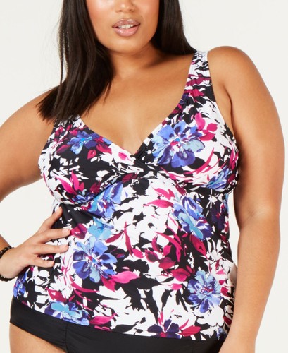 Island Escape Womens Plus Size Floral Printed Tankini Top | eBay
