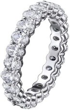 18k White Gold Plated 6MM Cubic Zirconia Oval Cut Eternity Ring Band For Women