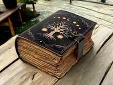 Wiccan Pagan Leather Grimoire Book of Shadows Tree of Life