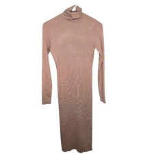 Bodycon Dress Ribbed Knit Turtleneck Long Sleeve Casual Dress Size L