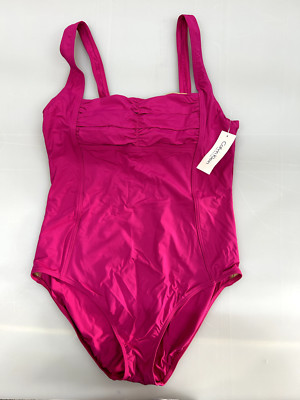 CK Calvin Klein Size 10 Women's Raspberry Pink 1-Piece SwimSuit Peony  Swim Suit
