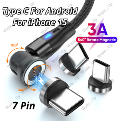 For Android Samsung iPhone15 Magnetic USB Type C Fast Charger Adapter Cable Cord