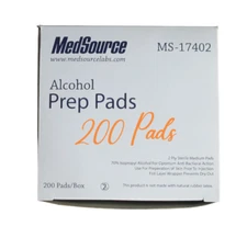 200 MedSource Antiseptic 70% Isopropyl Alcohol Prep Pad Sterile Wipe - Medium