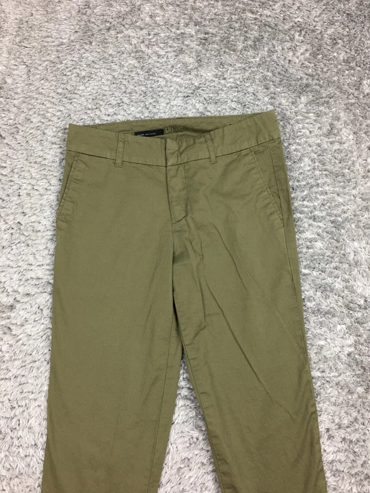 Kut From The Kloth Taylor Crop Trouser Pants Womens Size 0 Green Cotton Chino - Image 2 of 4