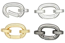 Clasp, Self Closing, 2 Gold,Silver Or Gunmetal 14x10mm Hinged Bail w/ Jump Rings