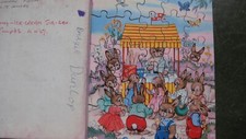 VINTAGE WOODEN JIGSAW - BUNNIES ICE CREAM STALL