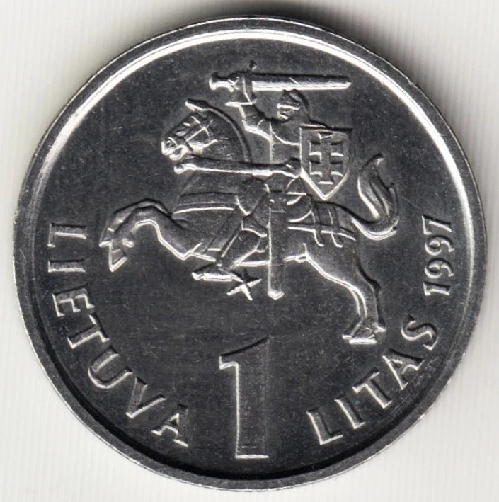 LITHUANIA Coin 1 LITAS 1997 XF+ 75th Anniversary of Bank of Lithuania "JURGUTIS" - Image 2 of 2