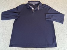 UNTUCKit Polo Shirt Mens XL Navy Damaschino Placket Long Sleeve Casual Golf