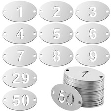 50 Pcs Metal Numbered Tags 150 Stainless Steel Number ID Key Tags with Holes ...