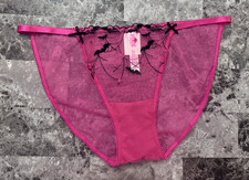 NWT VICTORIA'S SECRET PINK EMBROIDERED BLACK BAT HALLOWEEN STRING BIKINI PANTIES
