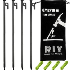 4 Pack Tent Stakes Heavy Duty Metal Tent Pegs for Camping Steel Tent Stakes 1...