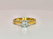 18ct Yellow Gold Diamond Solitaire Ring 4 Claw Single Stone Engagement Size M