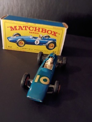 Matchbox #52B BRM Racing Car 1965 Blue W/Rare #10 Decal In Solid Original E4 Box