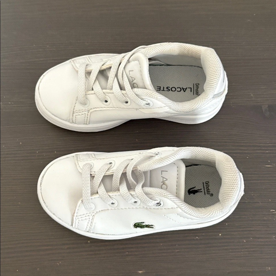 Lacoste Carnaby Pro toddler sneakers in white leather green crocodile size 6 - Image 2 of 4