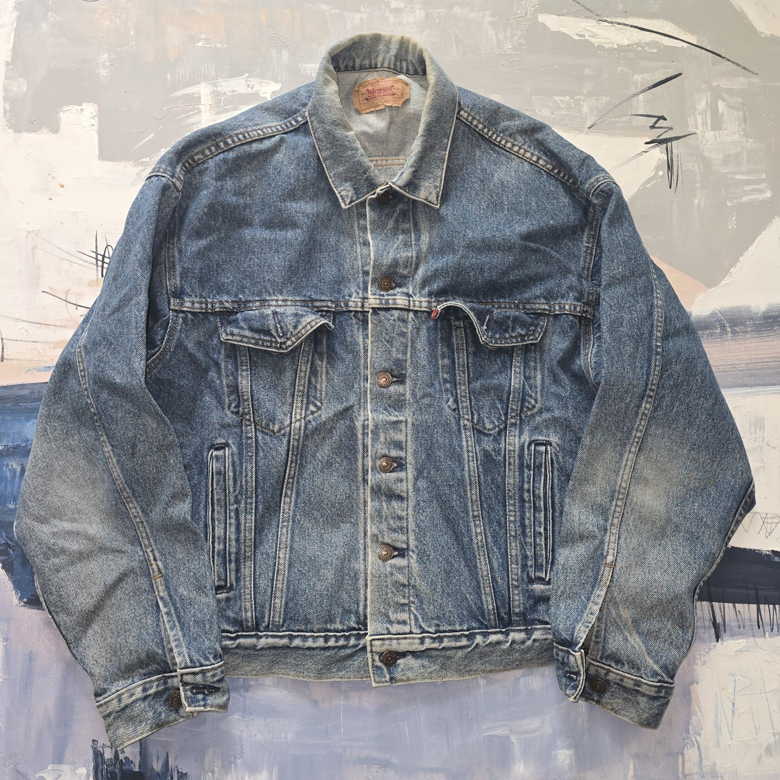 Vintage Levis 70507 0218 Blue Denim Jean Jacket Trucker Coat XLarge made in USA