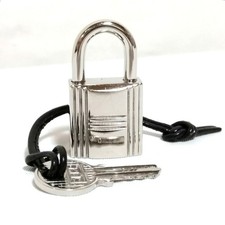 HERMES Padlock Charm Metal Silver with Key Number 114 Pre-owned