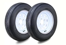 2 WANDA Trailer Tire Assembly 5.30-12 6-Ply White Spoke Rim 4 Lug on 4"