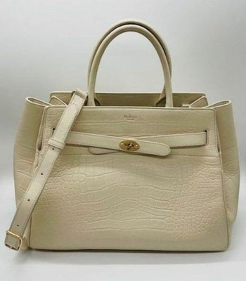 Mulberry 2-Wege Schultertasche Creme Kroko-Prägung Leder A4 Beuteltasche...