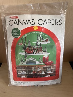 Vintage 1985 Leisure Arts Canvas Capers Sleigh Ride Christmas Plastic Canvas Kit