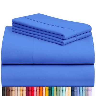 LuxClub 4 PC Sheet Set Bed Sheets Deep Pockets 16 Eco Friendly Wrinkle Free C...