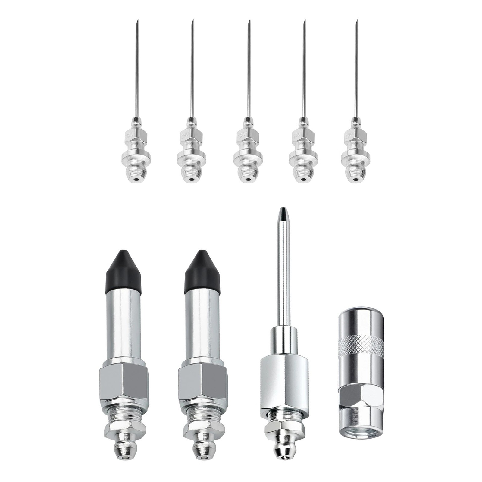 9Pcs Grease Gun Needle Nozzle Kit with Rubber Adapter Fitting Tool Accessory Set