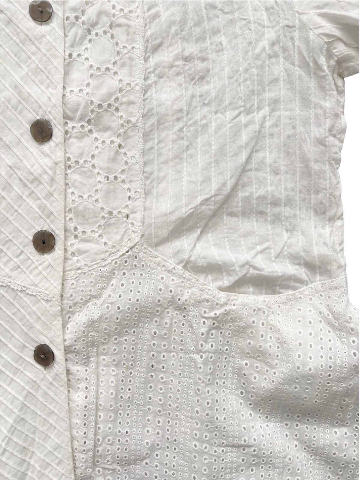 Vintage Broderie Anglaise Blouse Shirt White 90s Y2K Retro Boho Indie 12 image 4