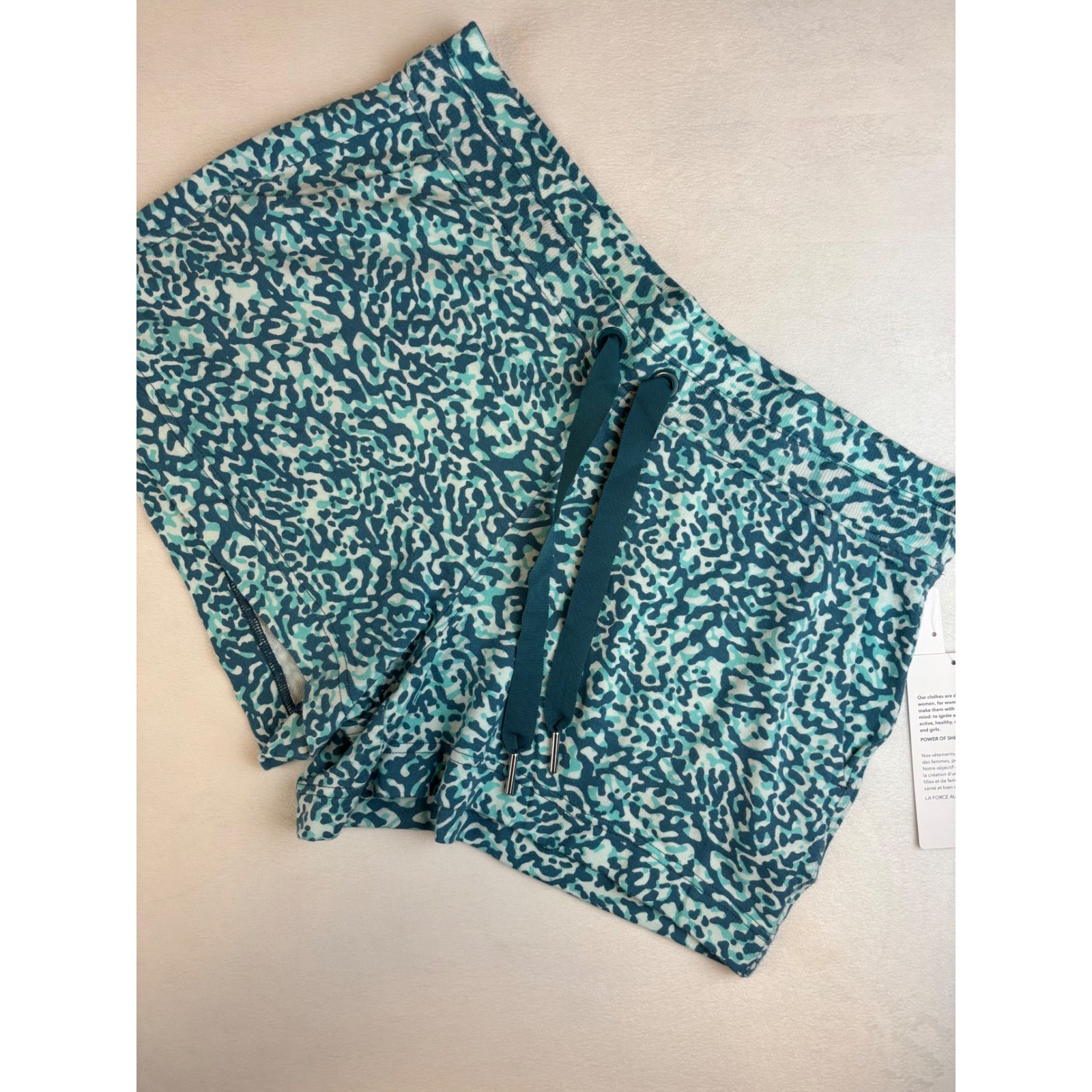 Athleta Balance 4" Shortie Shorts Teal Blue Abstract Print - Women's Large New