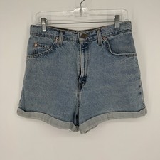 Vintage y2k 90s levi's shorts 27 blue cuffed orange tab summer beach festival
