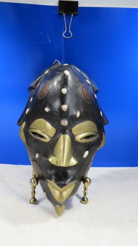 Wooden Mask Africa: Nigeria Coins Bronze Shell 8" Very Beautiful High Quauality