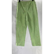 CARLISLE Women's Vintage Green Silk 3D Floral Print Pull-On Pant SZ 0