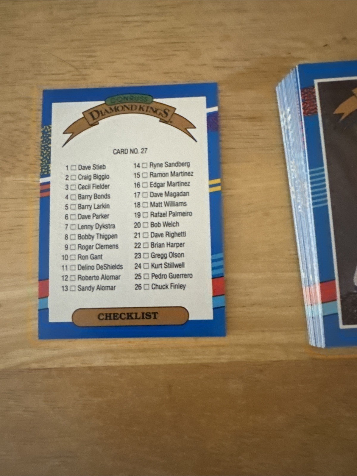 1991 Donruss Baseball Diamond Kings Set Barry Bonds, Ryne Sandberg, 27 Cards