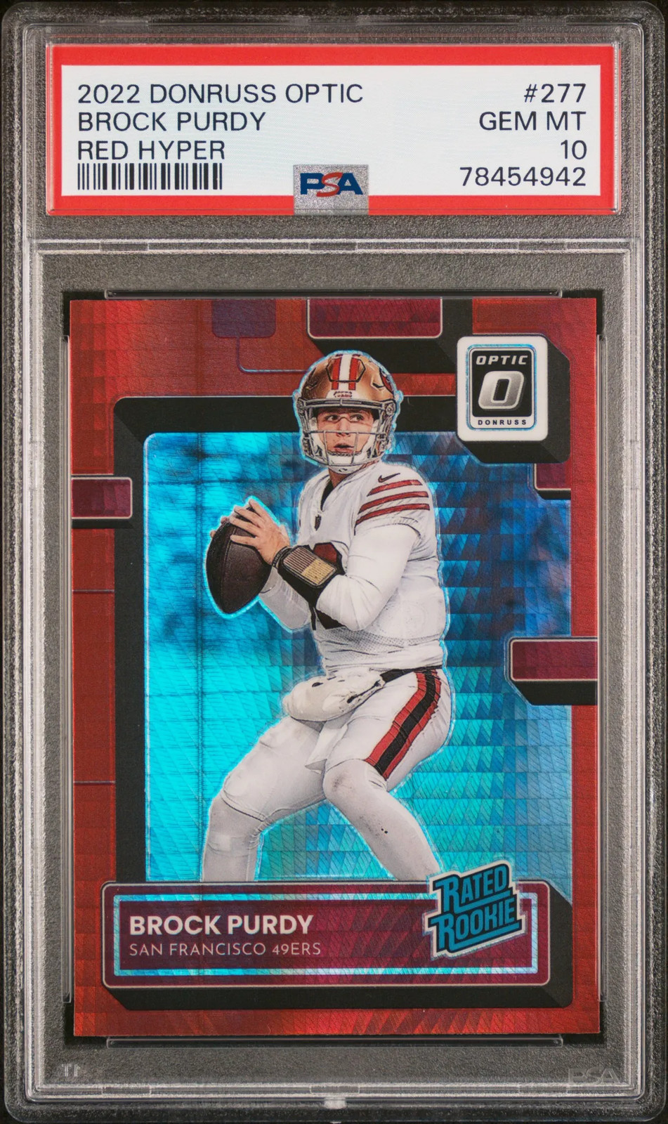 2022 Panini Donruss Optic Brock Purdy #277 Red Hyper PSA 10