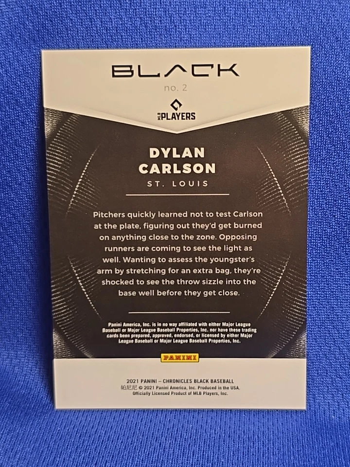 2021 Panini Chronicles Black Baseball Rookie Dylan Carlson #2 RC Cardinals - Image 2 of 2