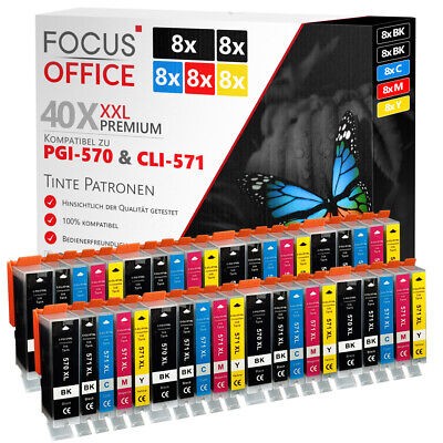 40X Xl Patronen Canon PGI-570 CLI-571 Pixma TS6050 TS8050 TS5050 TS9050 Mit Chip-image