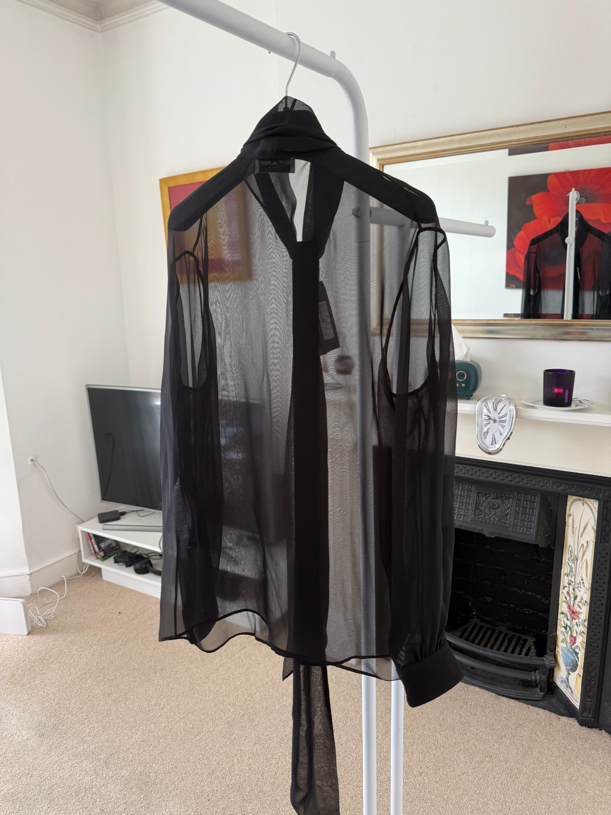 Camicia SS23 Saint Laurent scollo lavalliere in mussola di seta