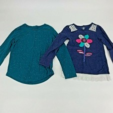 Cat  Jack Kids Headquarters Girls Shirt Lot Bundle Long Sleeve Flower Sz Medium