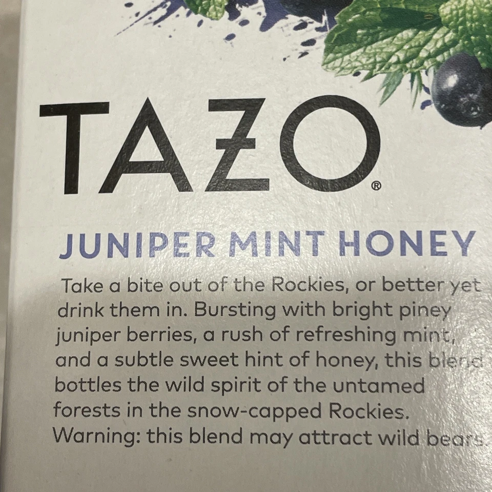 Té Tazo 2 cajas de miel de menta de enebro - 16 bolsas cada caja en total de 32 - caducidad 6/27 Foto 4 de 4