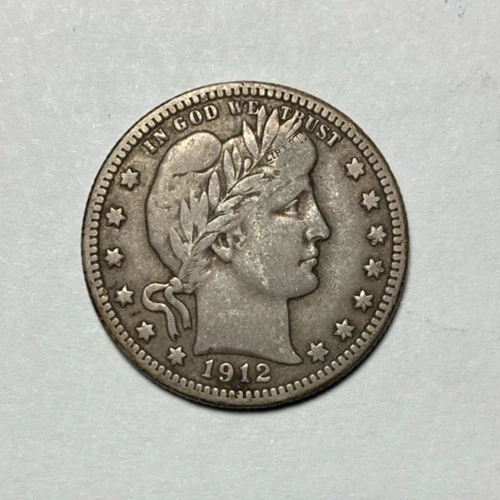 1912-S Barber Quarter Nice Original VF