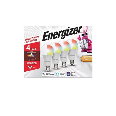 Energizer Connect Smart WiFi A19 LED White/Multi-Color RGB Light Bulb 4PK EAC2-1
