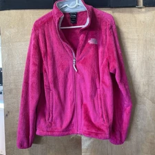The North Face Women's Gray Fleece Sherpa Jacket Size Large Full Zip Pink