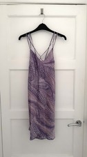BNWT Topshop Petitie Purple Feather Print Cami Mini Dress Uk 12