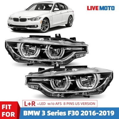 LED Headlight w/o AFS For 2016-2019 BMW 3 Series F30 320i 340i 330i L+R Pair Set