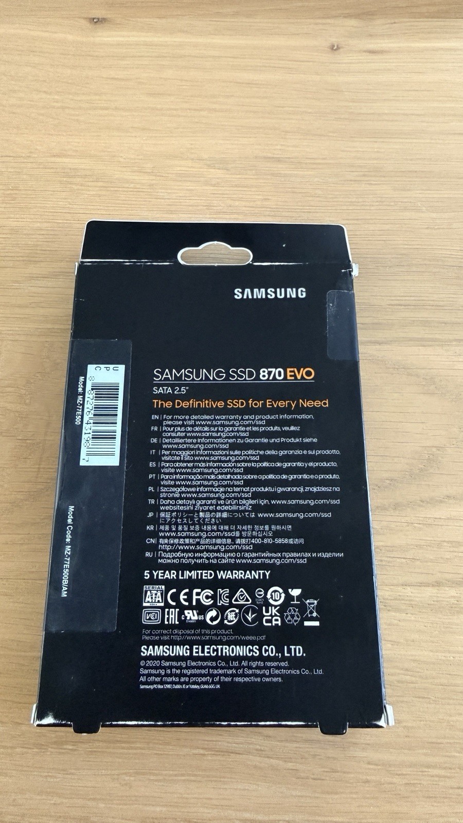 Samsung 870 EVO SATA 2.5" Internal SSD (MZ-77E500B AM) 2