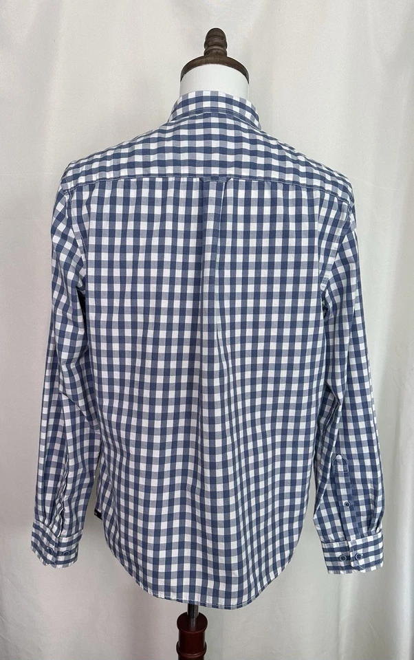 Camisa clásica relajada de agua salada IZOD para hombre L azul blanco guinga abotonada Foto 2 de 4